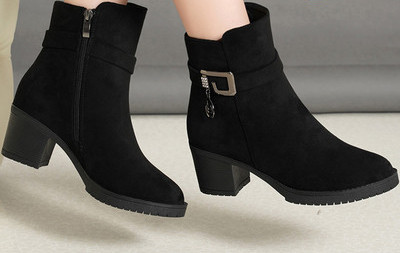 Női csizma öko velúrból 6 cm sarokkal - többféle modell