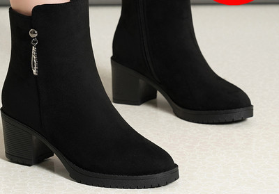 Női csizma öko velúrból 6 cm sarokkal - többféle modell