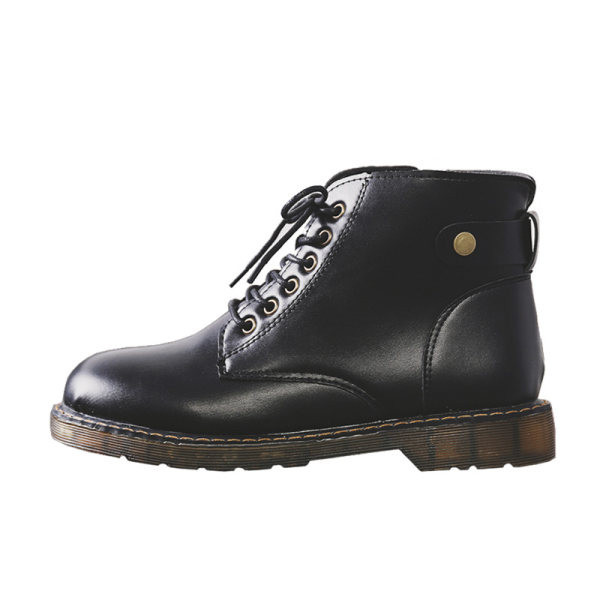 Női bőr alkalmi csizma fűzővel és csattal