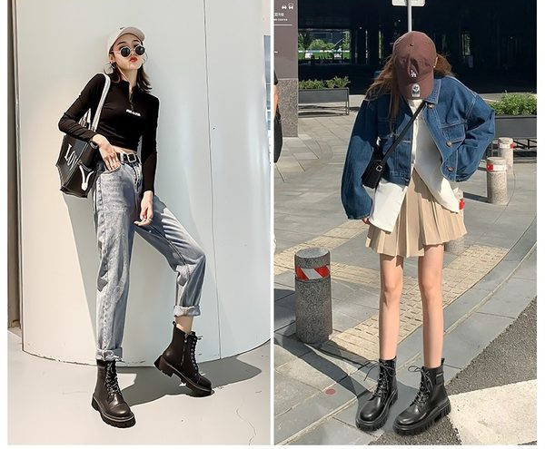 Új, durva talpú női bőrcsizma modell