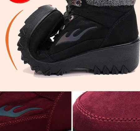 Naiste sooja voodriga talvesaapad punase ja musta värviga