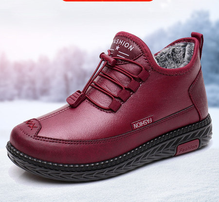 Fekete és bordó fűzős női bőrcsizma