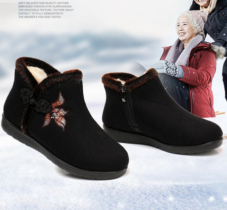 Sooja paksu voodri ja tikandiga naiste talvesaapad