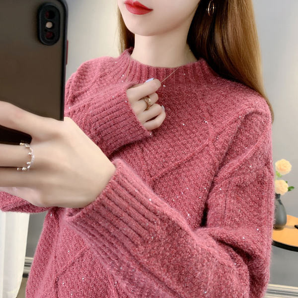 Modern női pulóver fényes hatással - három színben