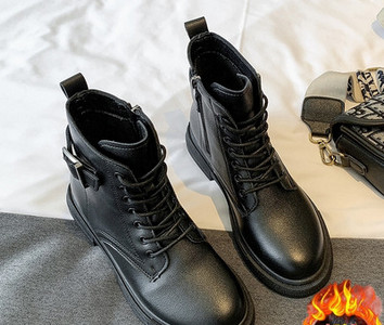 Tagasitõmmatavad nahast Martini saapad naiste sügistalvised lühikesed saapad 2021 uus stiil pluss sametist paksud Briti stiilis kevad- ja sügissaapad