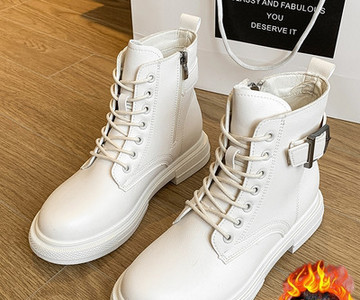 Tagasitõmmatavad nahast Martini saapad naiste sügistalvised lühikesed saapad 2021 uus stiil pluss sametist paksud Briti stiilis kevad- ja sügissaapad