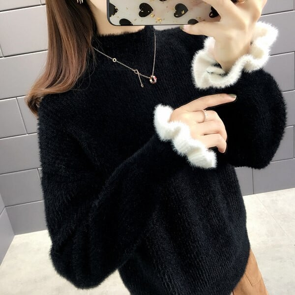 Νέο μοντέλο γυναικείο πουλόβερ με οβάλ λαιμόκοψη