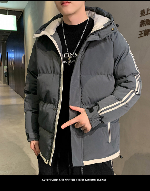 Modern férfi dzseki szegéllyel és kapucnival