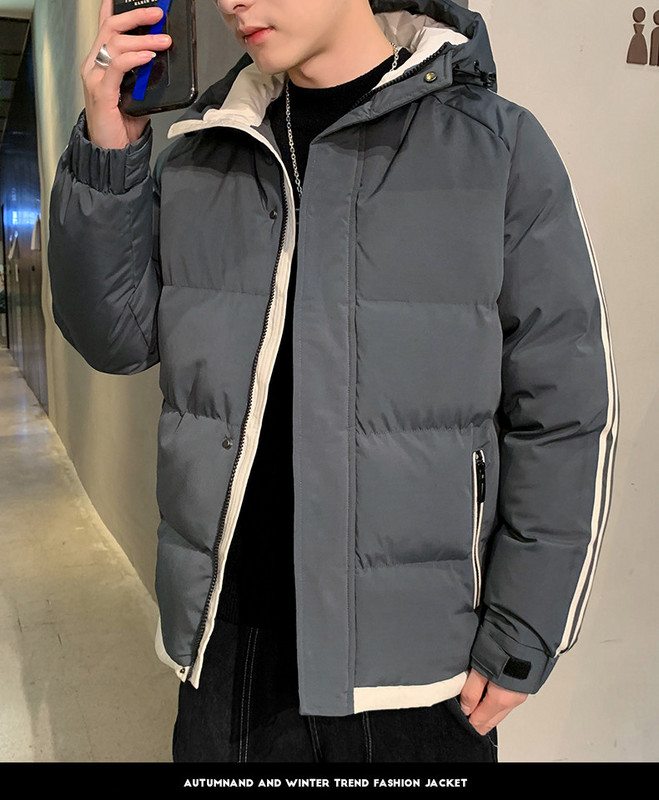 Modern férfi dzseki szegéllyel és kapucnival