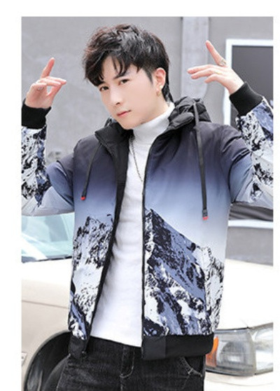 Meeste kaasaegne jope kahepoolne kapuutsiga mudel