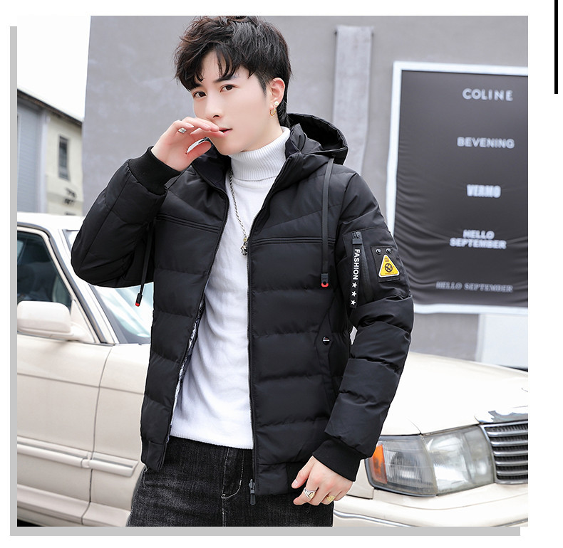 Meeste kaasaegne jope kahepoolne kapuutsiga mudel