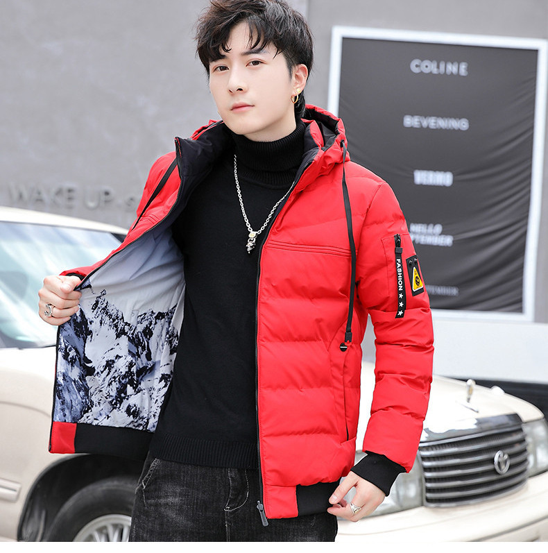 Meeste kaasaegne jope kahepoolne kapuutsiga mudel