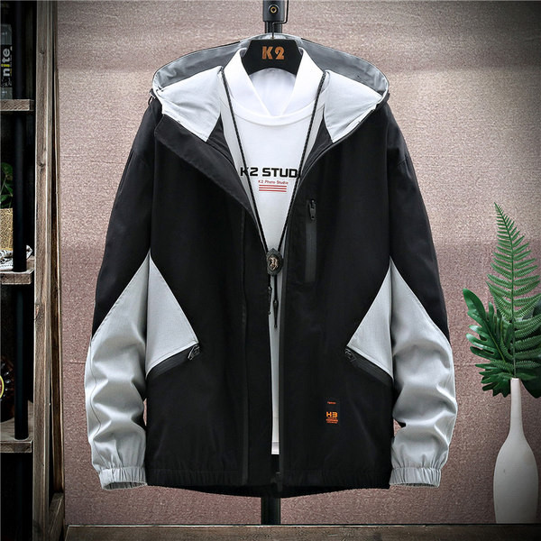 Férfi tavaszi kabát három színben és kapucnival