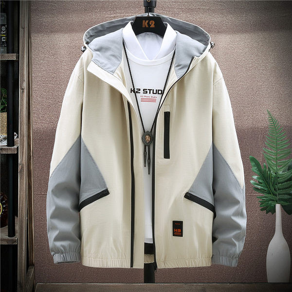 Férfi tavaszi kabát három színben és kapucnival