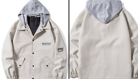 Meeste lai nööpide ja kirjaga jope