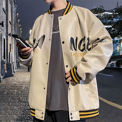 Uut mudelit nööpidega kunstnahast meeste pesapallijope