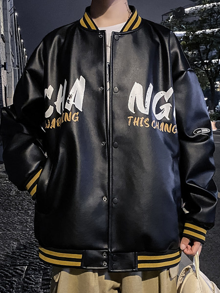 Uut mudelit nööpidega kunstnahast meeste pesapallijope