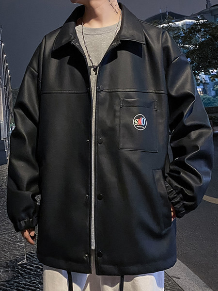 Férfi kabát klasszikus gallérral - egyenes modell