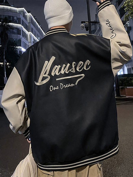 Καθημερινό ανδρικό μπουφάν με κέντημα και φερμουάρ