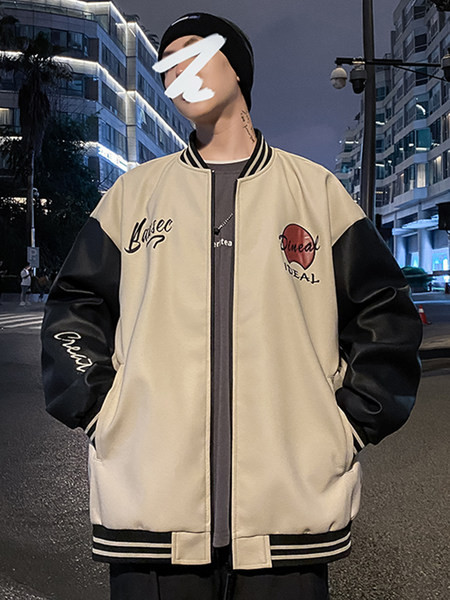 Καθημερινό ανδρικό μπουφάν με κέντημα και φερμουάρ