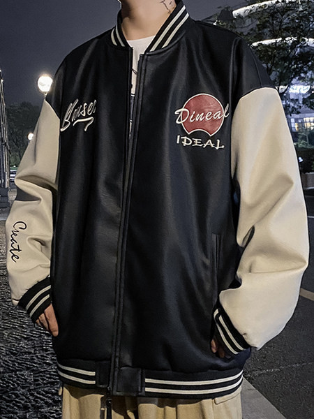 Καθημερινό ανδρικό μπουφάν με κέντημα και φερμουάρ