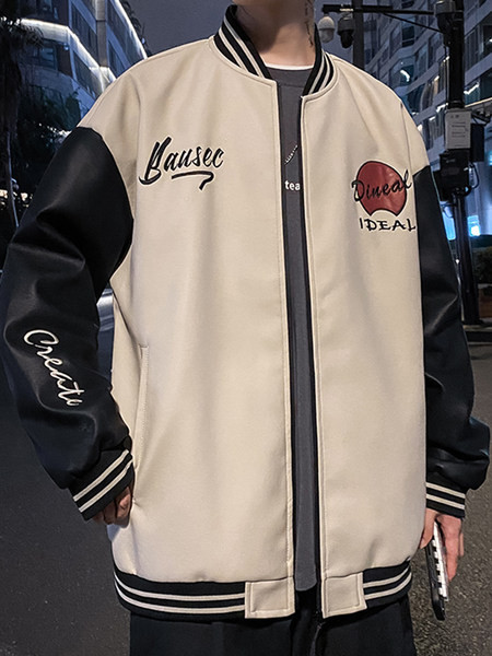 Καθημερινό ανδρικό μπουφάν με κέντημα και φερμουάρ