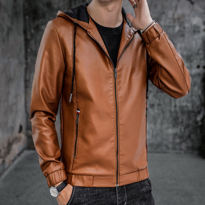 Férfi bőrkabát cipzárral és fűzővel