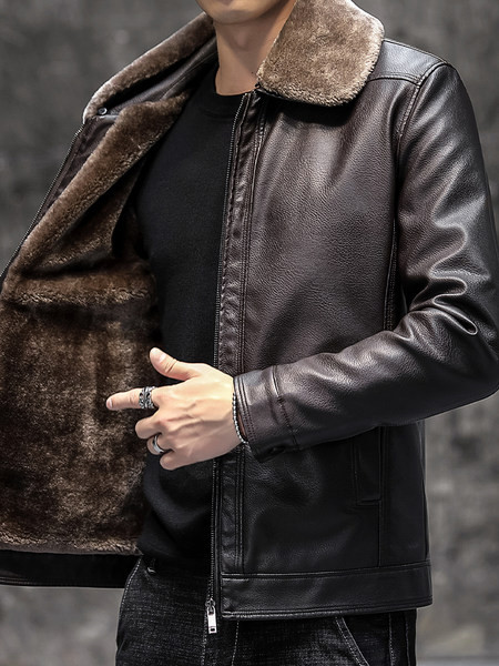 Sulekrae ja sooja voodriga meeste nahktagi