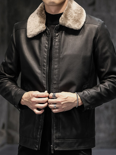 Sulekrae ja sooja voodriga meeste nahktagi