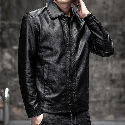 Férfi bőrdzseki modell, cipzárral