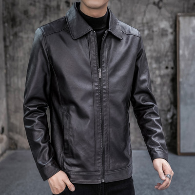 Férfi bőrdzseki modell, cipzárral