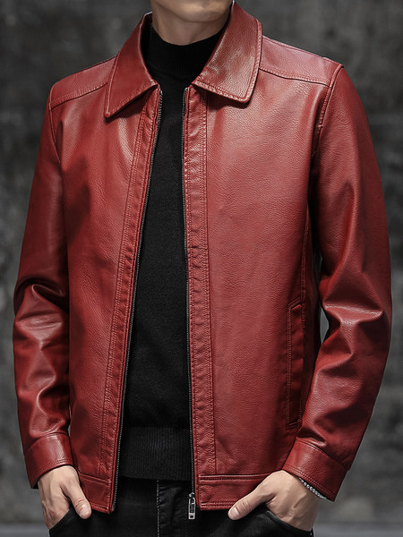 Férfi bőrdzseki modell, cipzárral