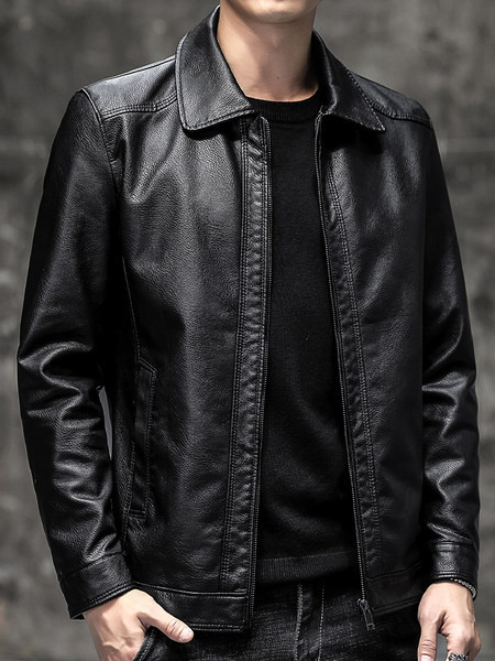 Férfi bőrdzseki modell, cipzárral