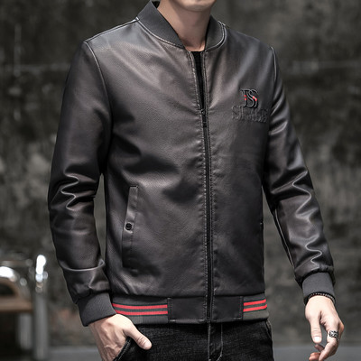 Férfi műbőr kabát hímzéssel