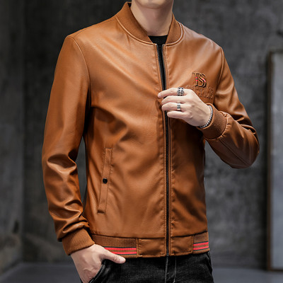 Férfi műbőr kabát hímzéssel