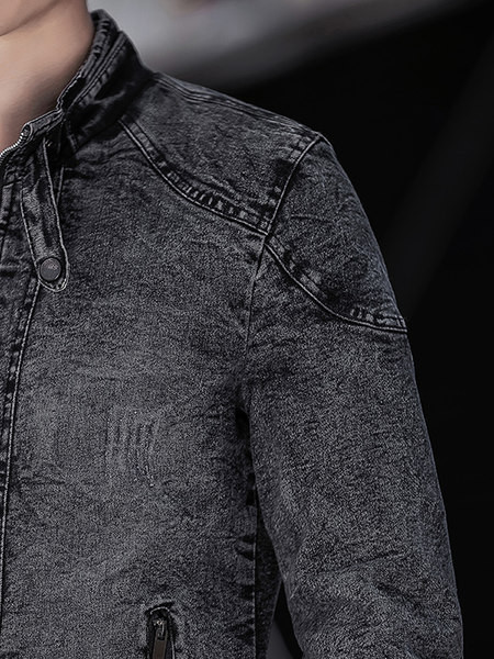 Μοντέρνο ανδρικό τζιν μπουφάν με φερμουάρ