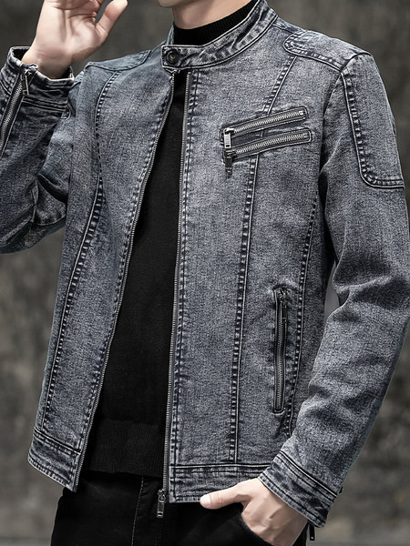 Férfi farmerdzseki cipzárral