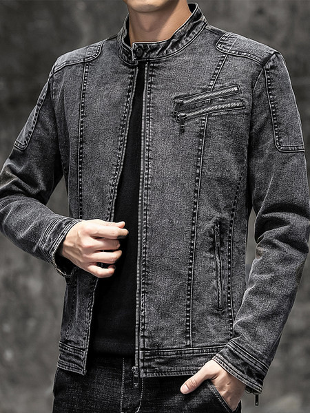 Férfi farmerdzseki cipzárral