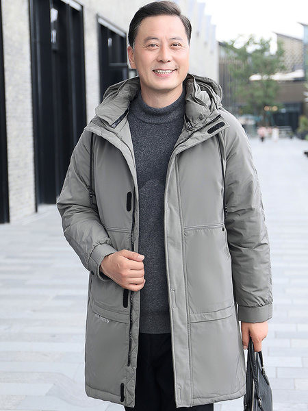 Geaca barbati cu gluga si buzunare - model lung