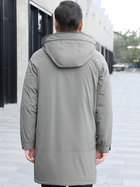 Geaca barbati cu gluga si buzunare - model lung