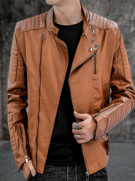 Meeste kunstnahast jakk asümmeetrilise kinnitusega