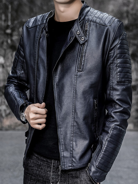 Meeste kunstnahast jakk asümmeetrilise kinnitusega