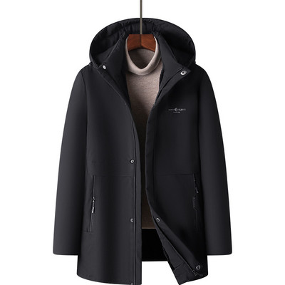 Ανδρικό χειμωνιάτικο μπουφάν με κουκούλα και χοντρή φόδρα