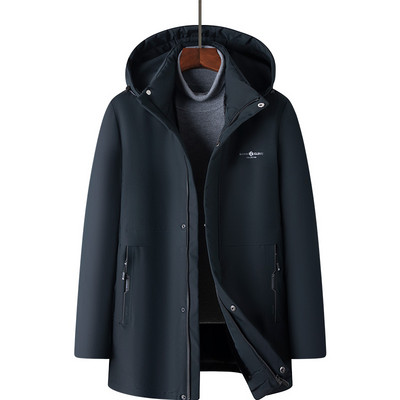 Ανδρικό χειμωνιάτικο μπουφάν με κουκούλα και χοντρή φόδρα