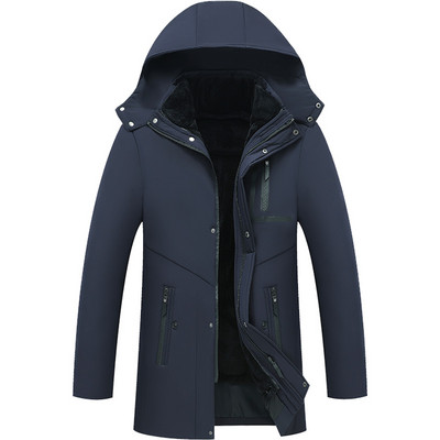 Ανδρικό χειμωνιάτικο μπουφάν με κουκούλα και χοντρή φόδρα