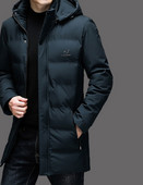 Kapuutsiga ja pealdisega meeste talvejope