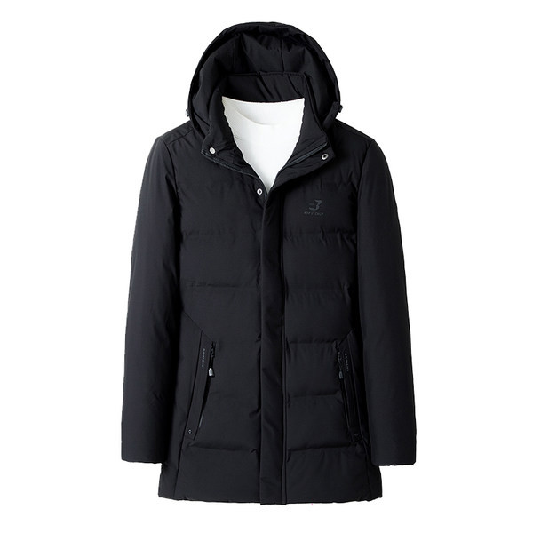 Kapuutsiga ja pealdisega meeste talvejope