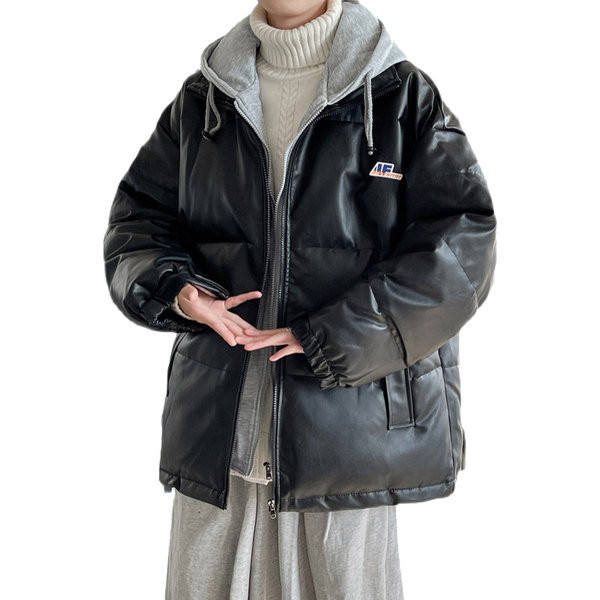 Ζεστό χειμωνιάτικο ανδρικό μπουφάν με φερμουάρ και κουκούλα