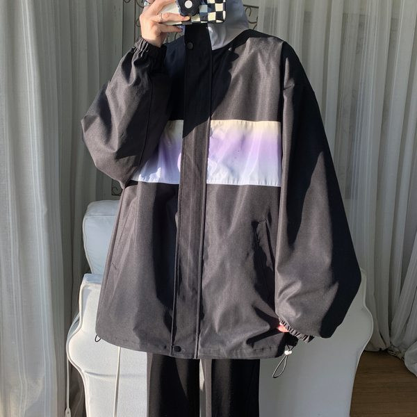 Ανοιξιάτικο ανδρικό μπουφάν με ψηλό γιακά και φερμουάρ