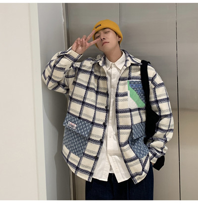 Καρό ανοιξιάτικο μπουφάν με κουμπιά και μεγάλες τσέπες